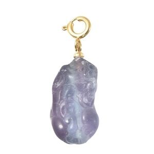 Multi Fluorite Carved Pixiu Pendant in Goldtone 18.50 ctw